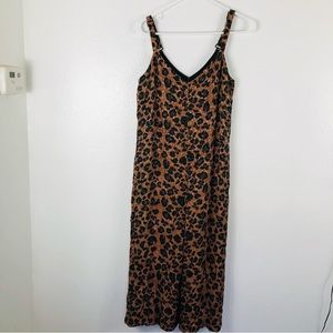 GIANNI BINI Leopard Animal Print y Lined Jumpsuit Size 4